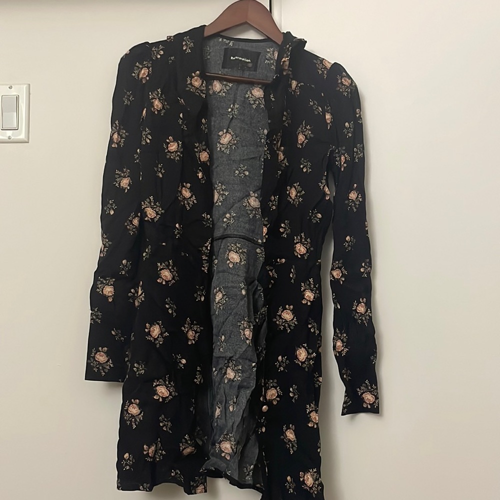 Reformation Black Floral Martha Dress size 2
